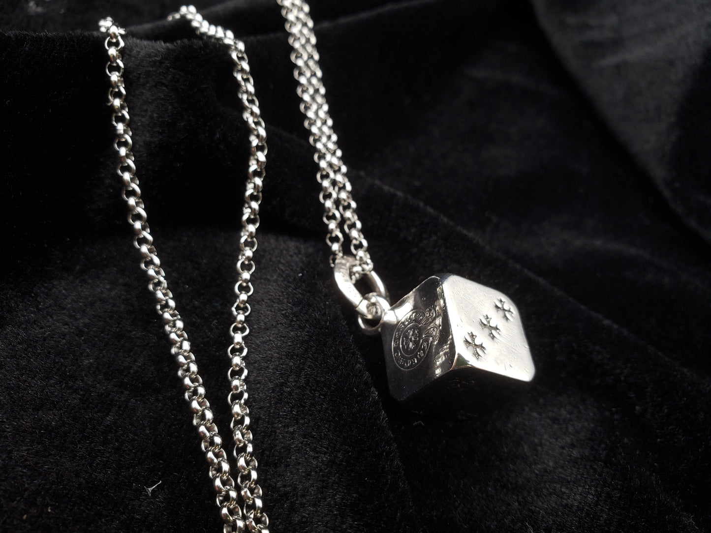 Chrome Dice Pendant 55cm Necklace,Streetwear