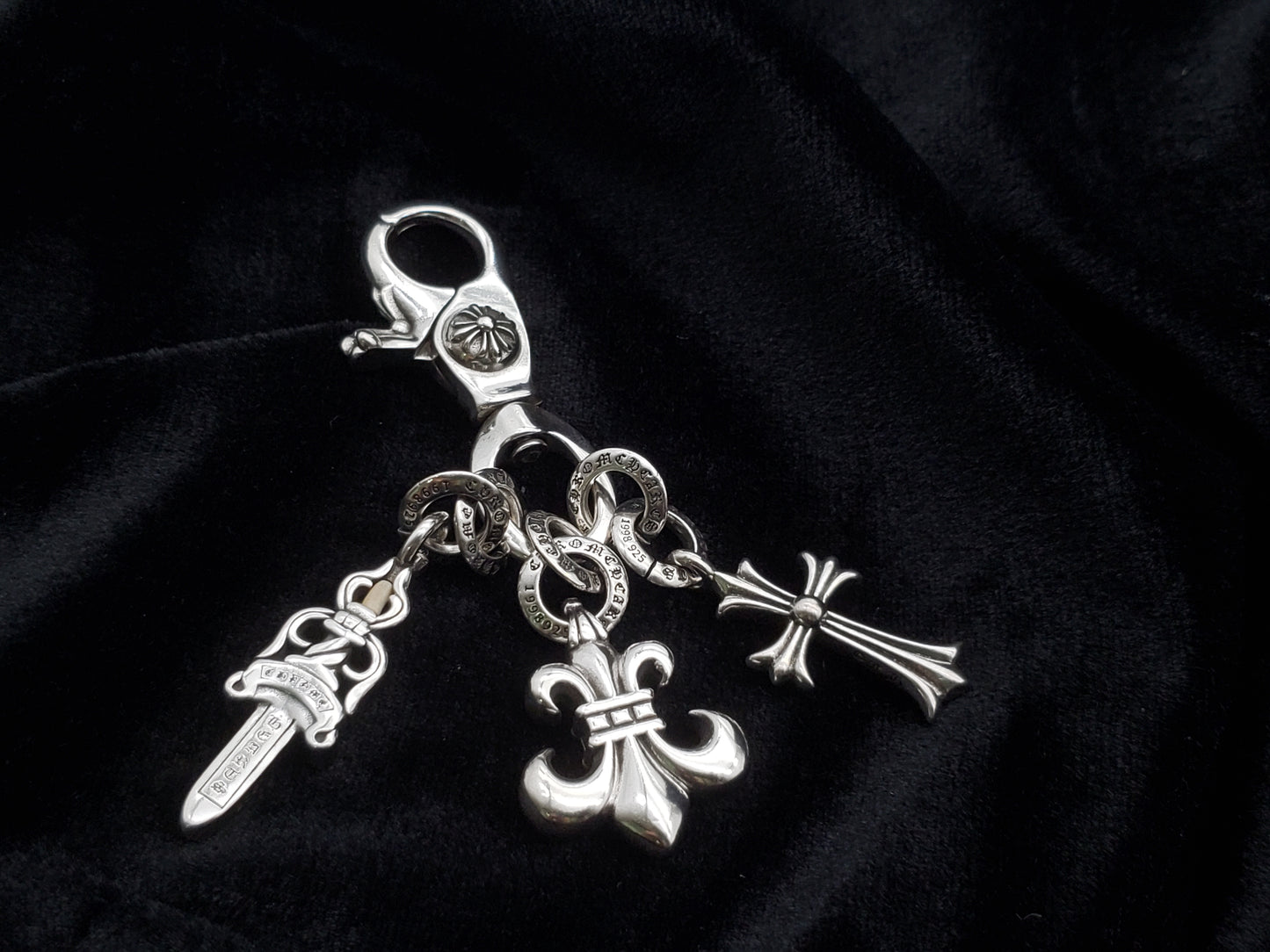 Chrome Jewelry Retro Dice Keychain, 3 in 1 Keychain