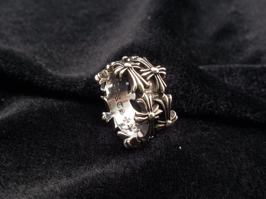 Chrome Double Cross Flower Ring, A Gift for Your Lover