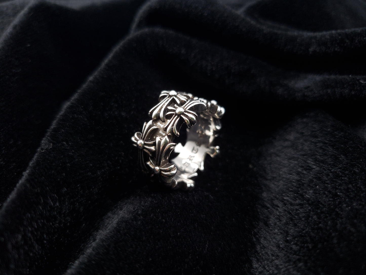 Chrome Double Cross Flower Ring, A Gift for Your Lover