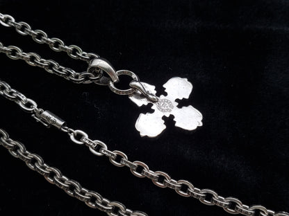 Chrome Design Flame Cross Necklace