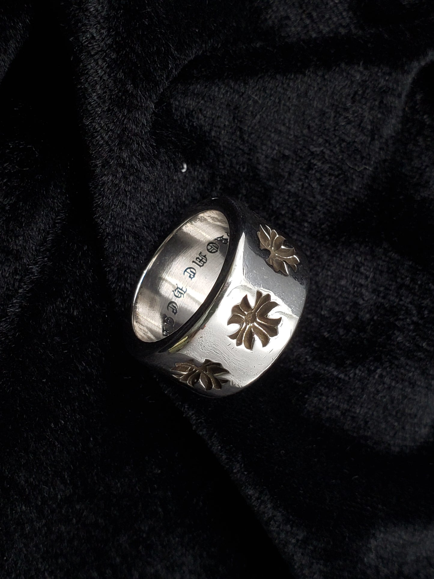 Chrome Classic Cross Flower Thick Ring