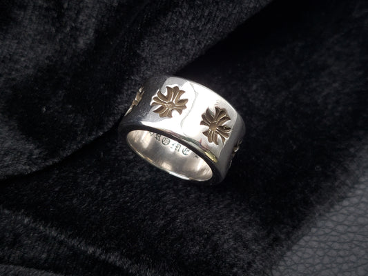 Chrome Classic Cross Flower Thick Ring