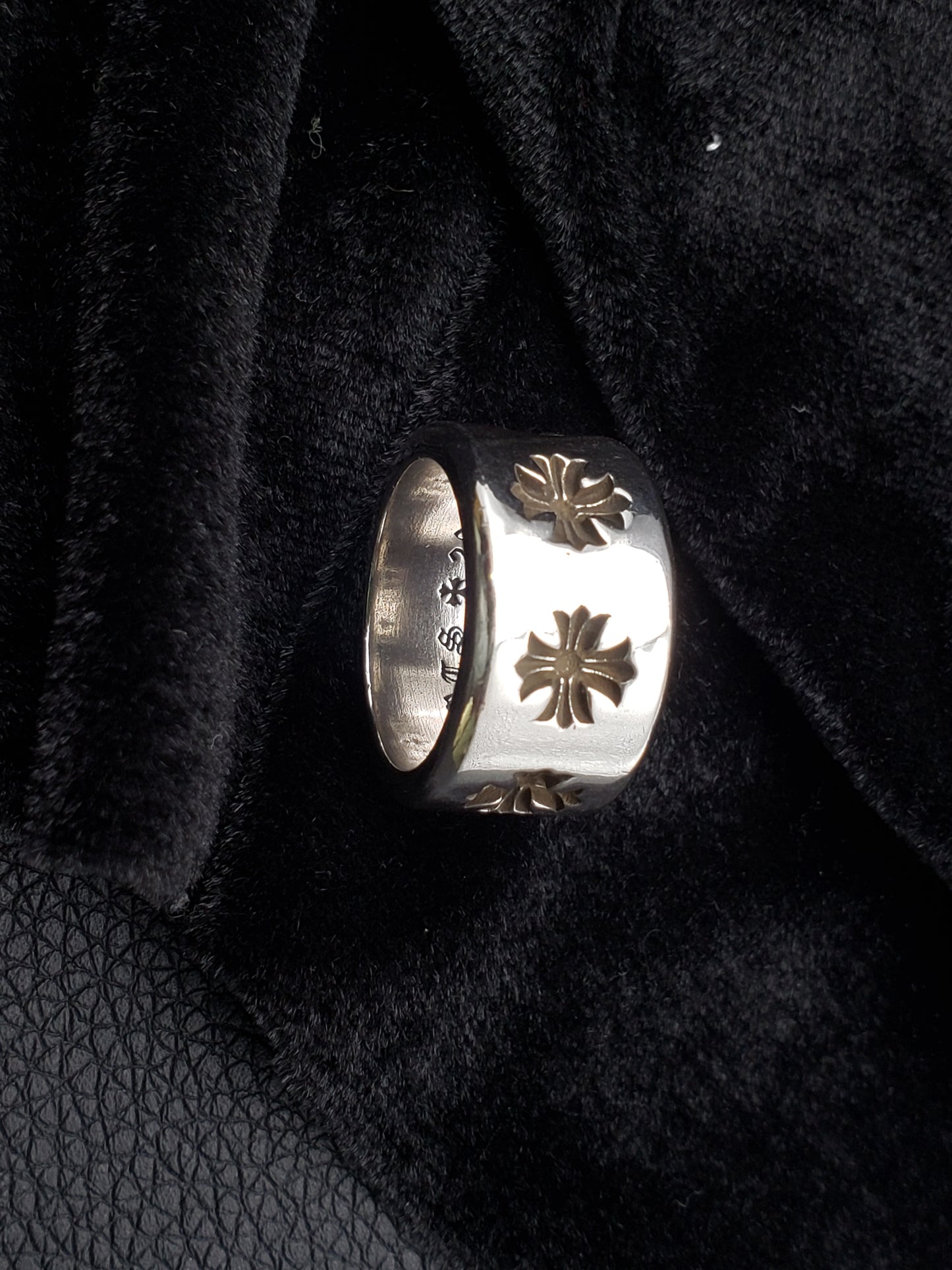 Chrome Classic Cross Flower Thick Ring