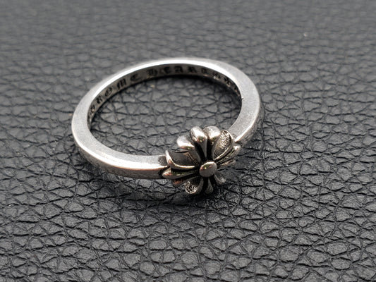 Chrome Jewelry Cross Flower Rings,Thin Gothic Ring, Women Ring