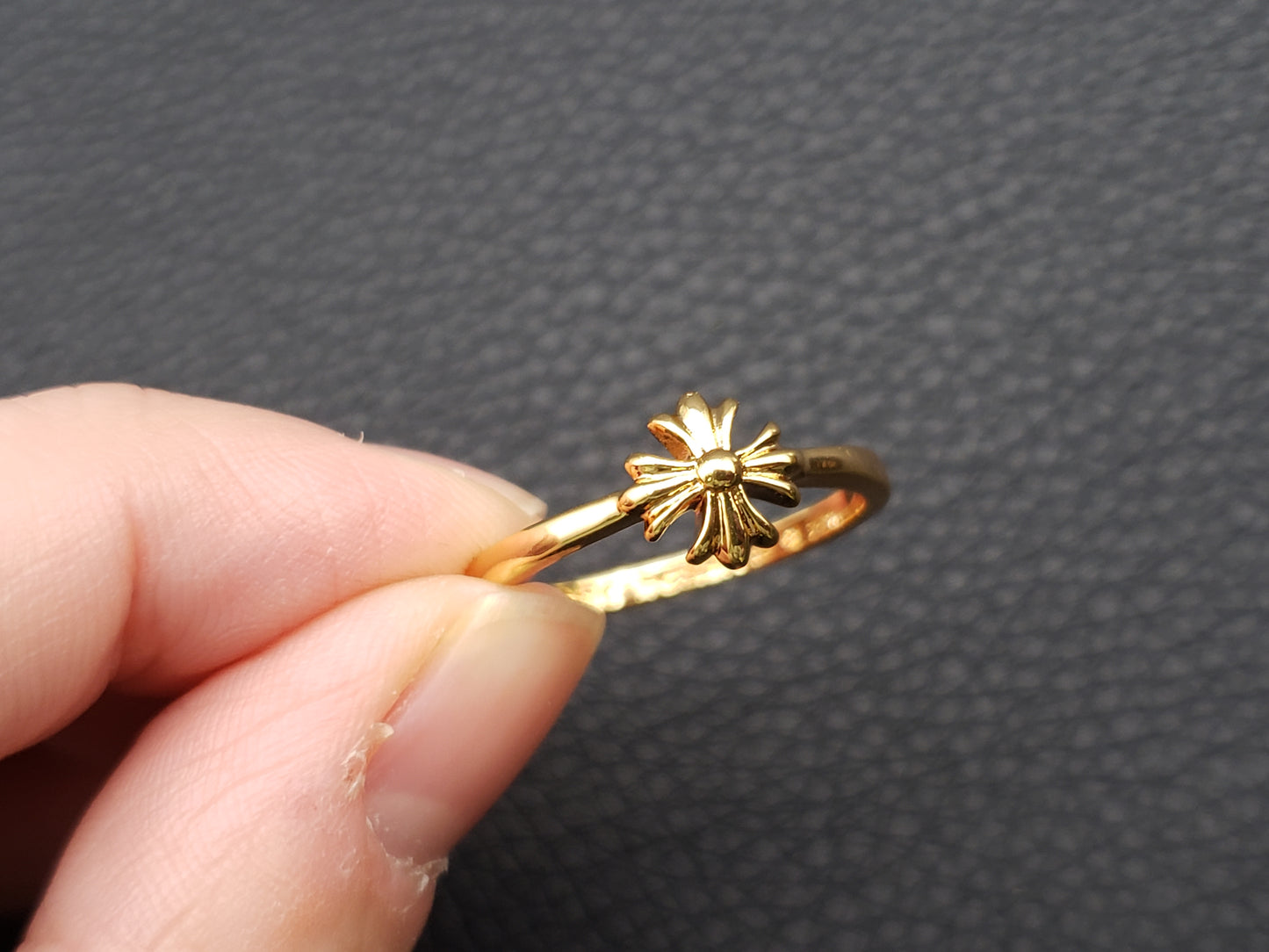 Chrome Gold Flower Retro Ring, Women Style Rings