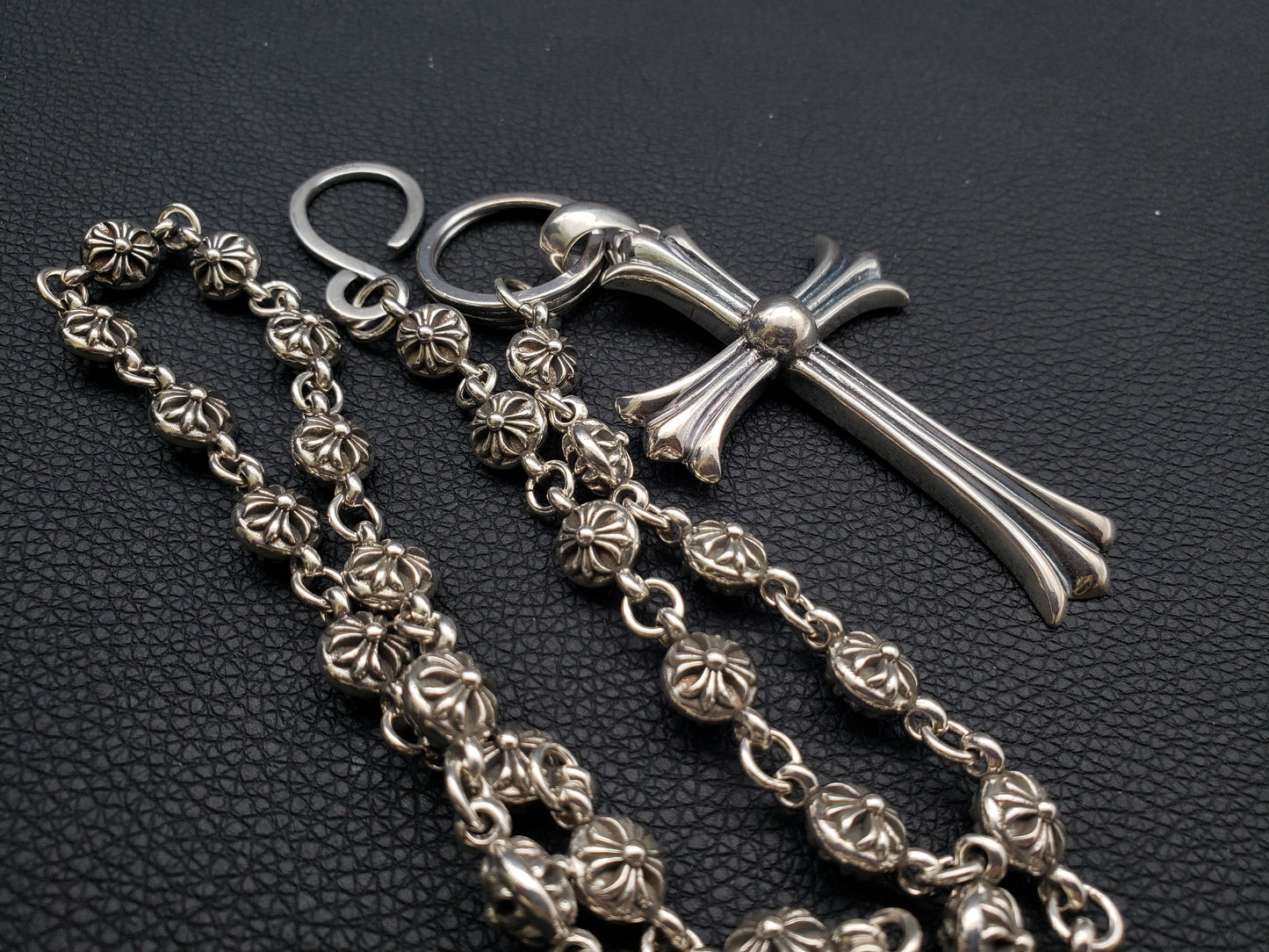 Chrome Design Pants Chain, Big Cross Flower Streetwear