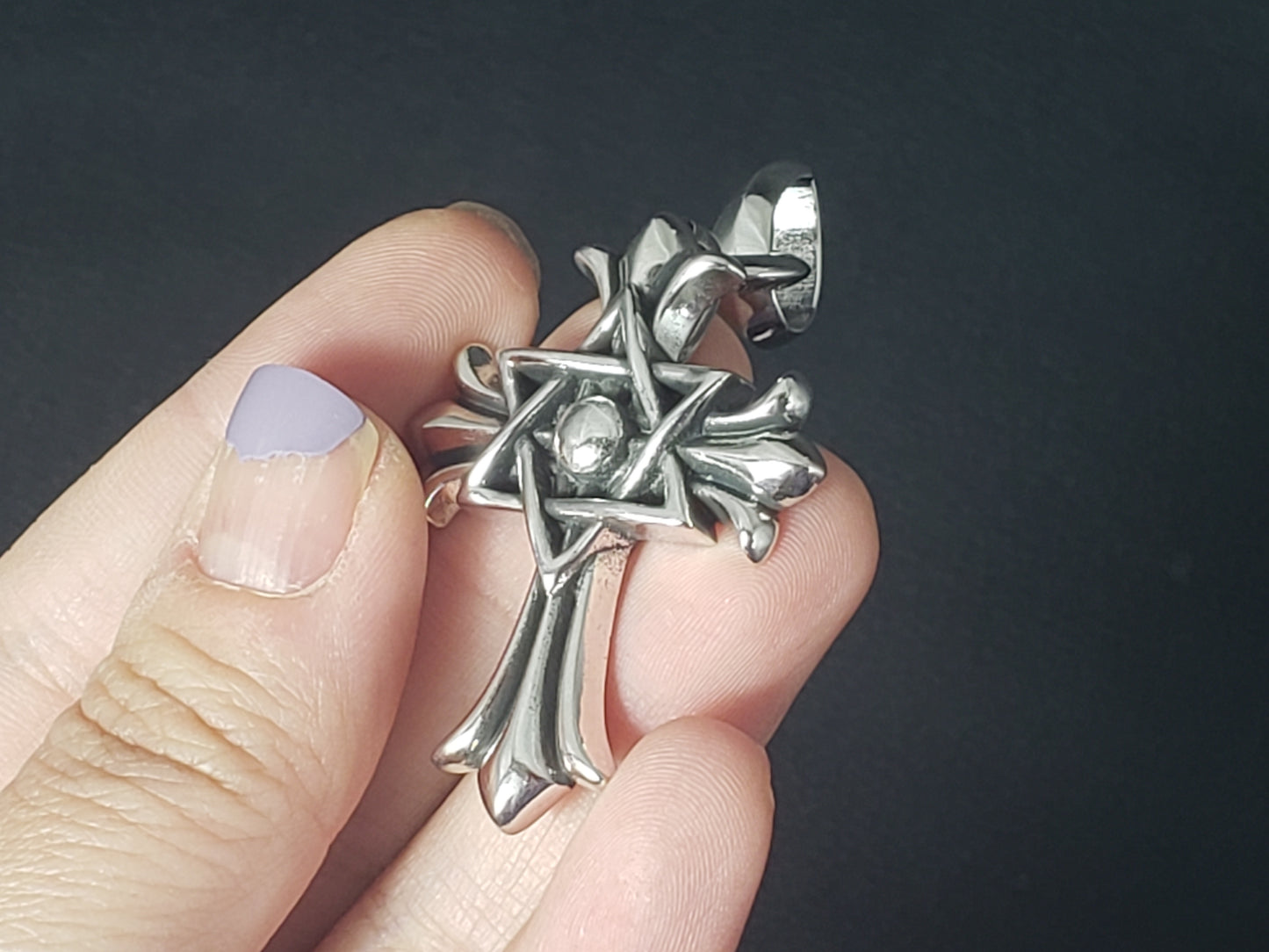 Chrome Design Star of David Cross Pendant