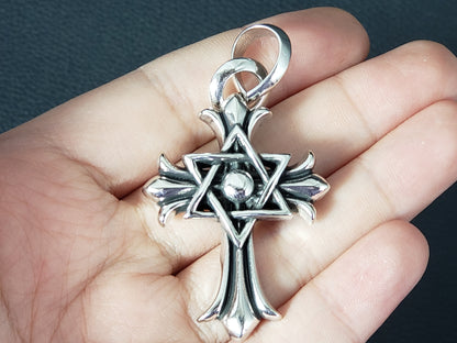 Chrome Design Star of David Cross Pendant