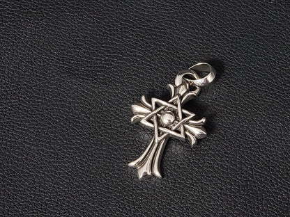 Chrome Design Star of David Cross Pendant