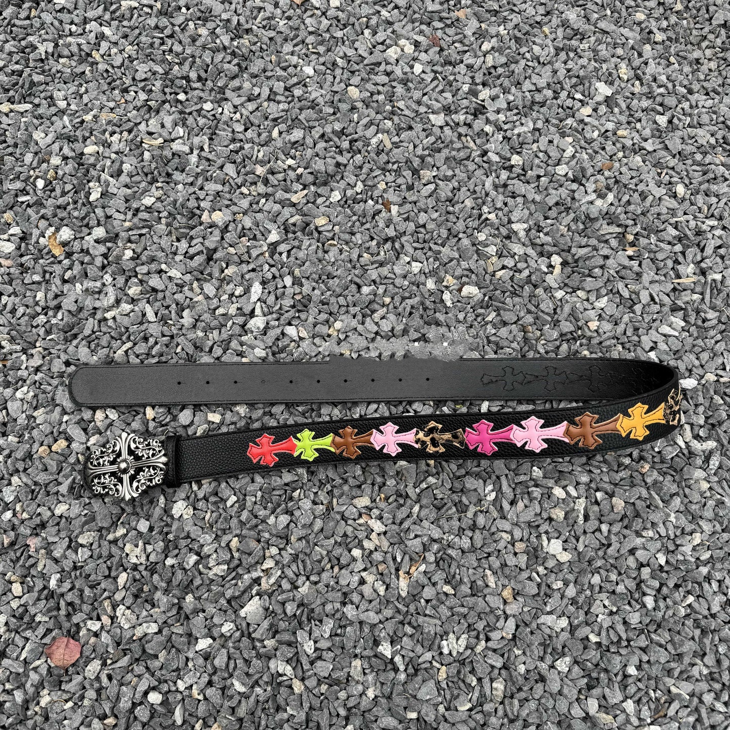 Chrome Style Leather Colorful Cross Belt