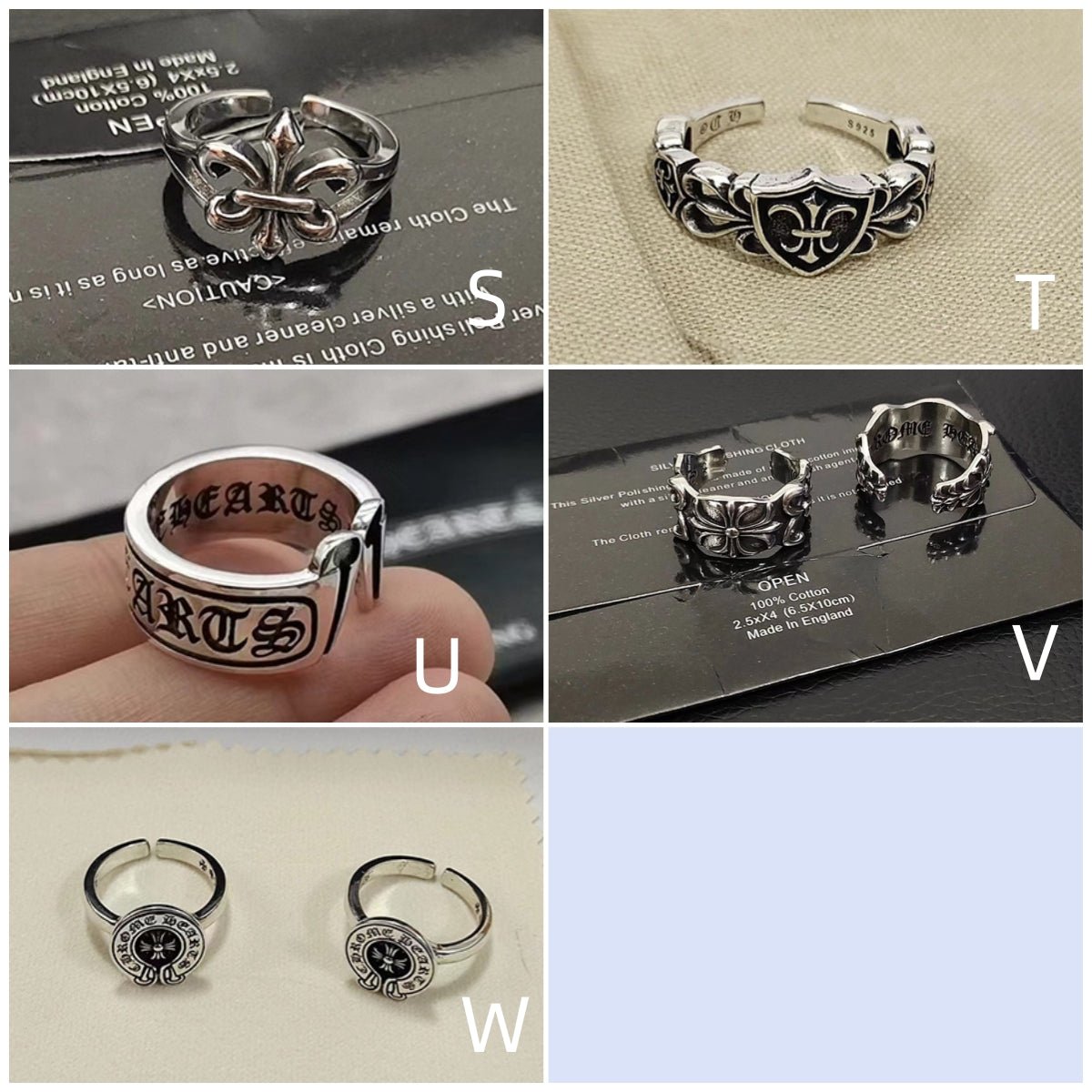 Chrome Classic Open Adjustable Silver Ring Collection