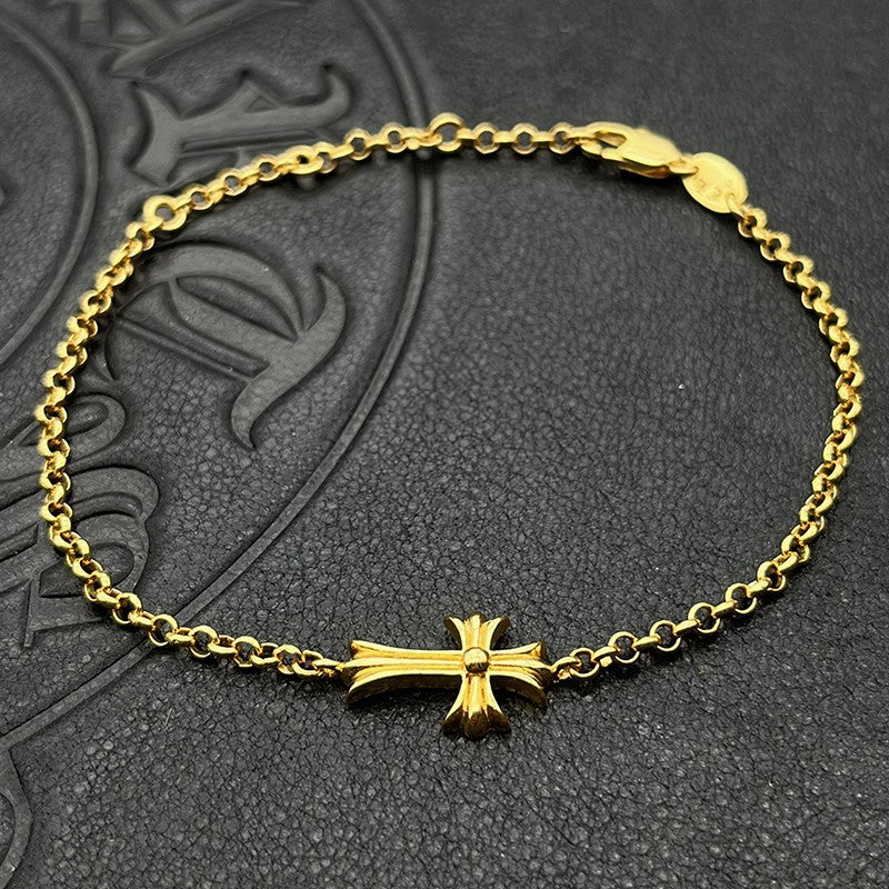 Chrome Design 22K Gold Cross Bracelet