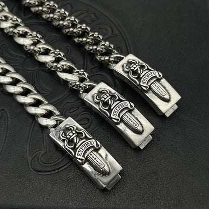 Chrome Design Men's Chunkey Bracelet, Vintage Long Cross Bracelet