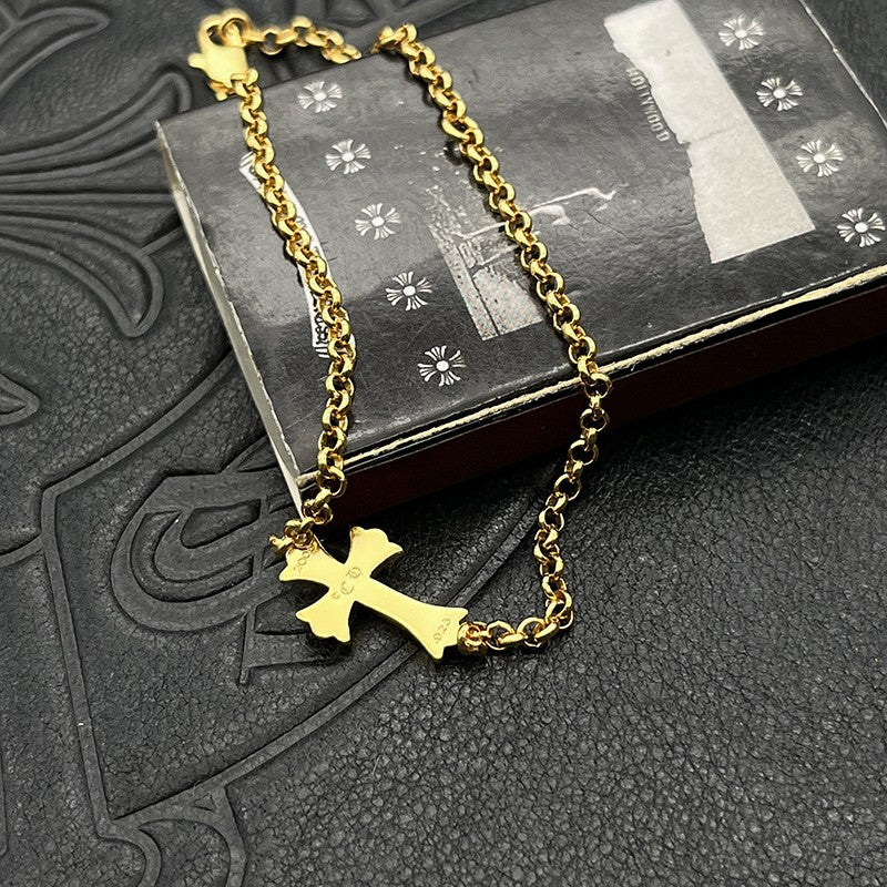 Chrome Design 22K Gold Cross Bracelet