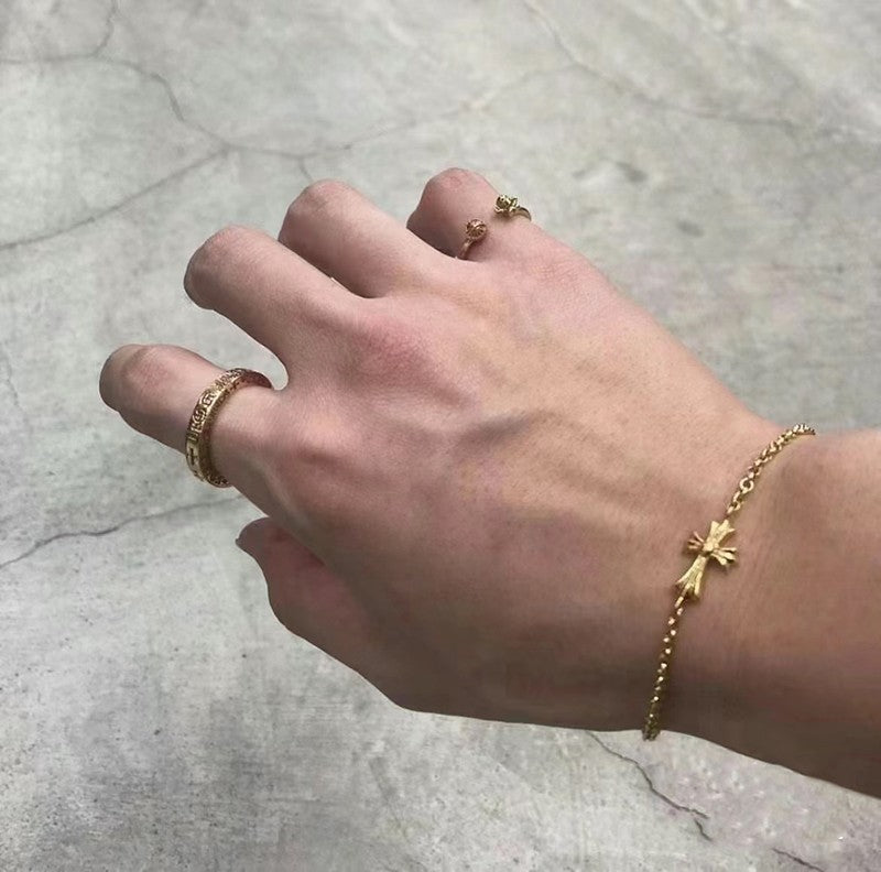 Chrome Design 22K Gold Cross Bracelet