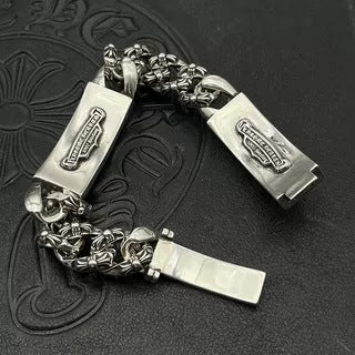 Chrome Design Men's Bracelet with Sword and Cross