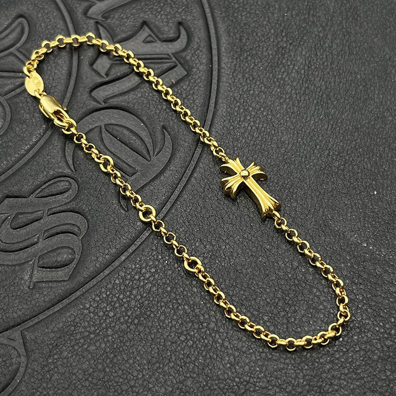 Chrome Design 22K Gold Cross Bracelet