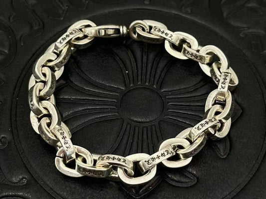 Chrome Design Retro Distressed Letter Bracelet, Chain Bracelet