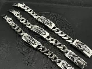 Chrome Design Men's Bracelet with Sword and Cross