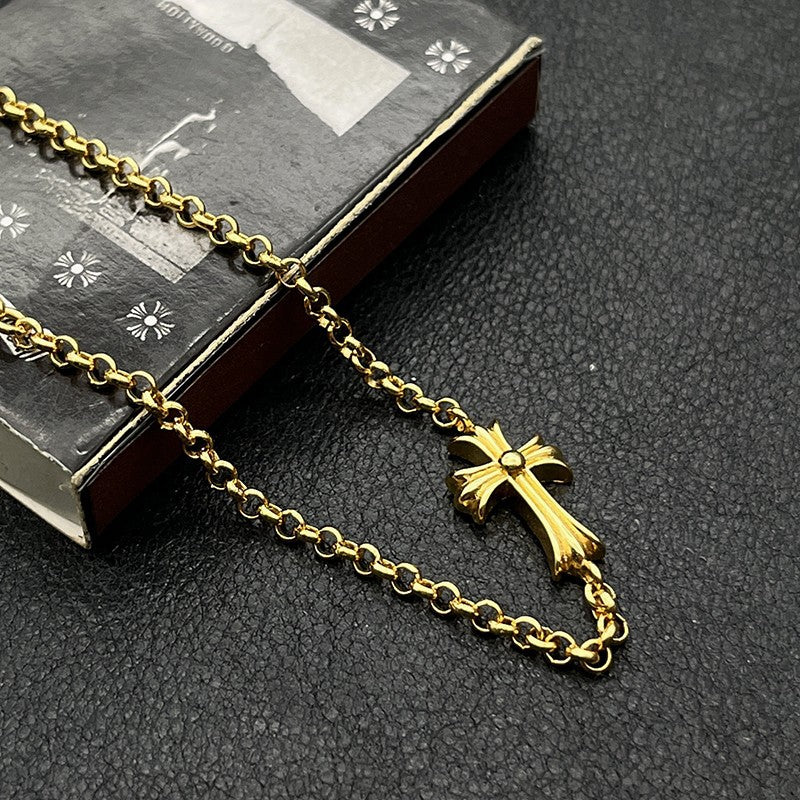 Chrome Design 22K Gold Cross Bracelet