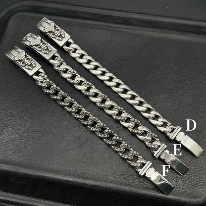 Chrome Design Men's Chunkey Bracelet, Vintage Long Cross Bracelet