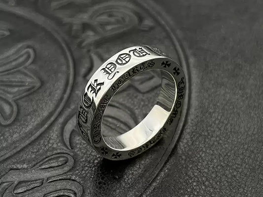 Chrome Classic Silver Rings, FU*K YOU Engraved Rings