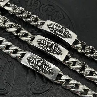 Chrome Design Men's Bracelet with Sword and Cross