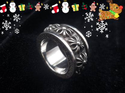 Chrome Design Spinable Rings, Hip Hop Retro Ring