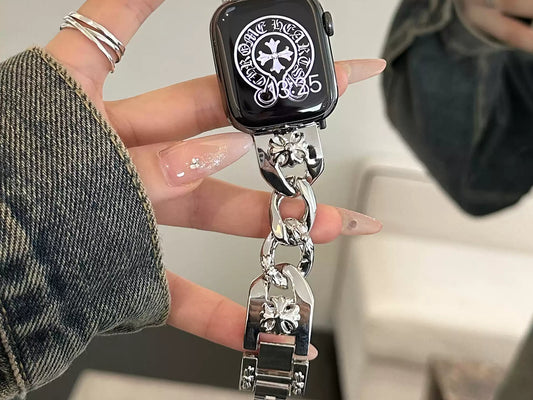 Chrome Vintage Cross Metal Chain Apple Watch Strap