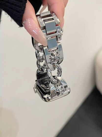 Chrome Vintage Cross Metal Chain Apple Watch Strap