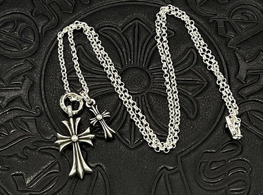 Chrome Jewels Cross Flower Necklace,Gothic Necklace,Chrome Design