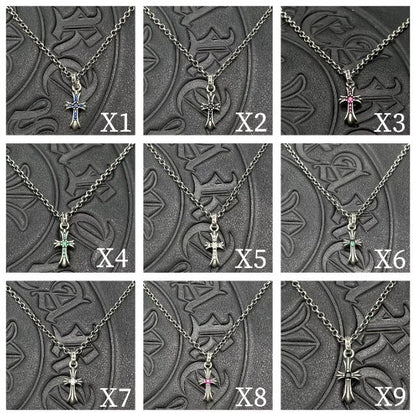 Chrome Jewels Cross Flower Necklace,Gothic Necklace,Chrome Design