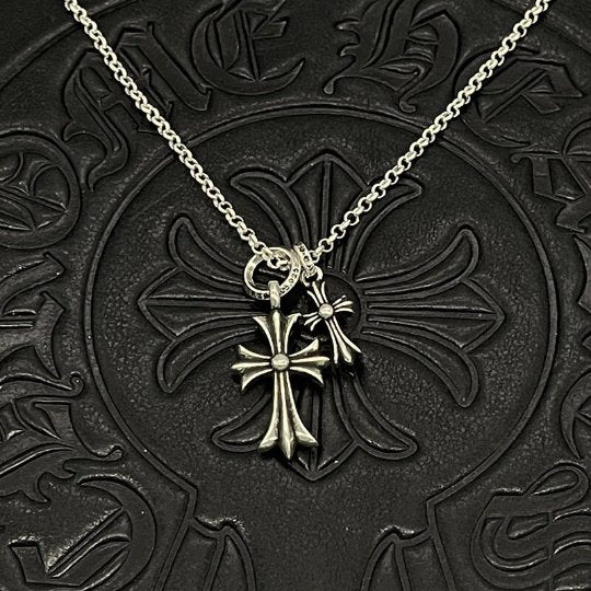 Chrome Jewels Cross Flower Necklace,Gothic Necklace,Chrome Design