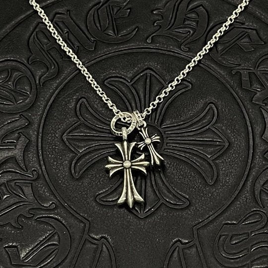 Chrome Jewels Cross Flower Necklace,Gothic Necklace,Chrome Design