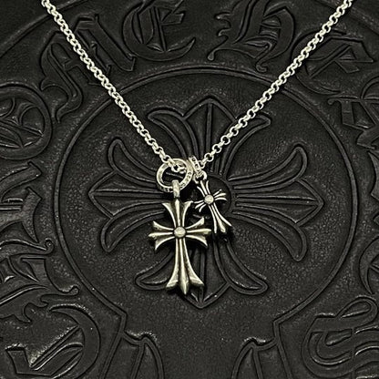 Chrome Jewels Cross Flower Necklace,Gothic Necklace,Chrome Design