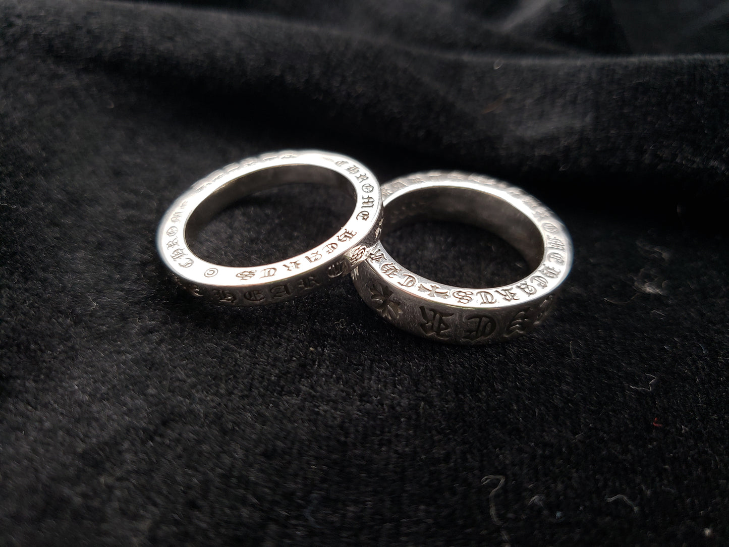 Chrome Design Classic Retro 6mm Wide and 4mm Narrow Couple Ring