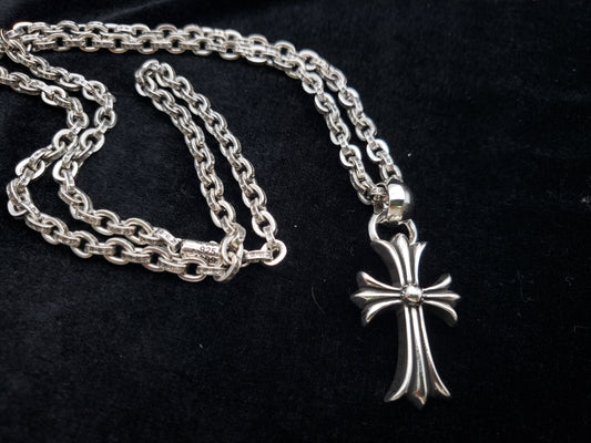 Chrome Jewels Classic Style Cross Flower Necklace