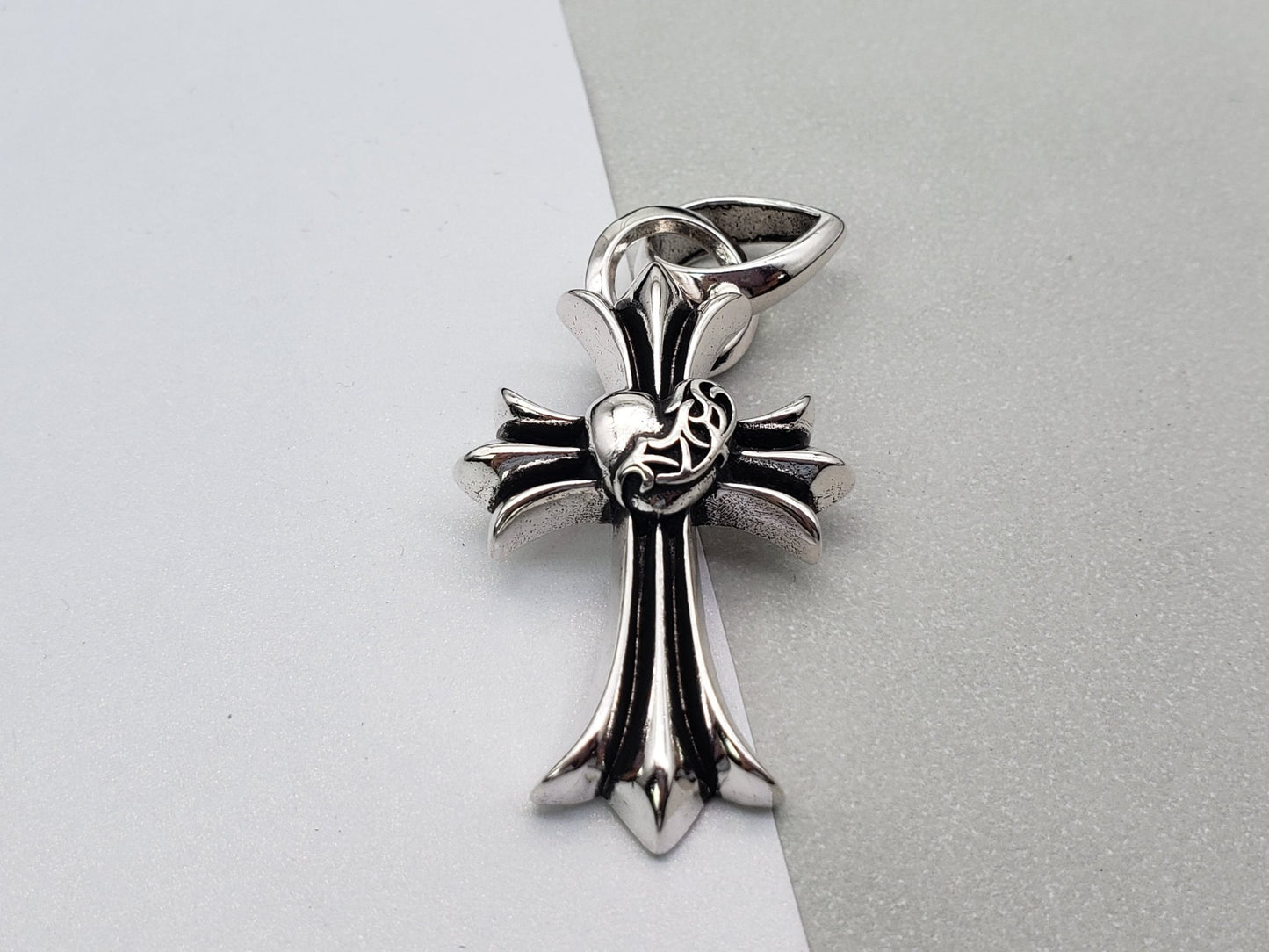 Chrome Design Cross Pendant, Hearts Pendants