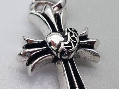 Chrome Design Cross Pendant, Hearts Pendants