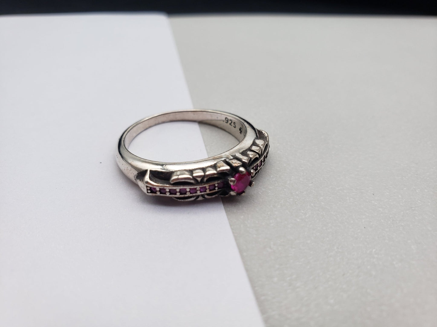 Chrome Design Diamond Pink and White Rings