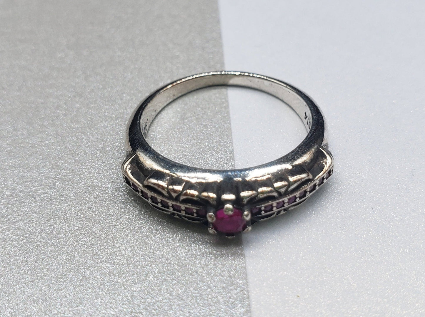 Chrome Design Diamond Pink and White Rings