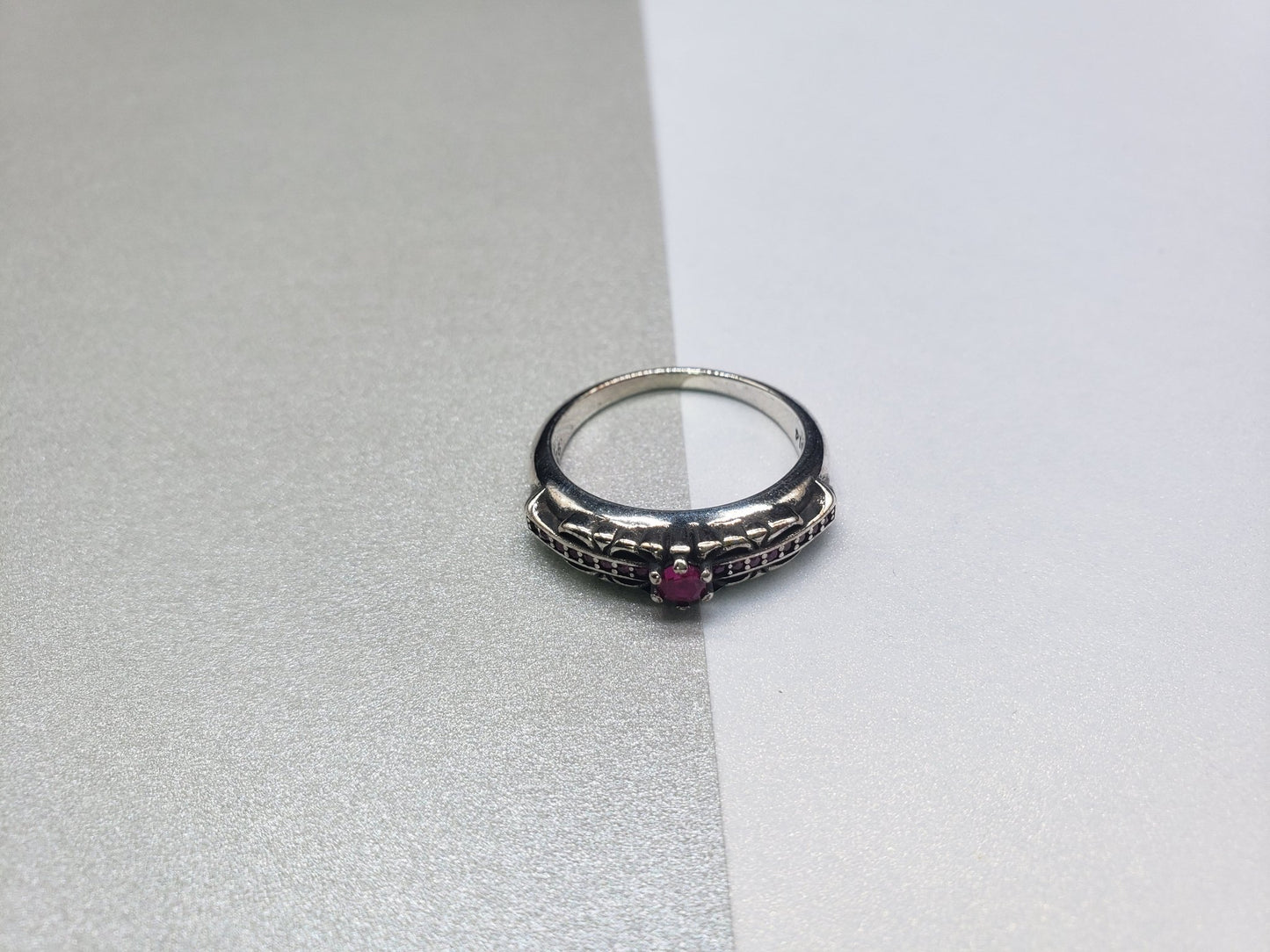 Chrome Design Diamond Pink and White Rings