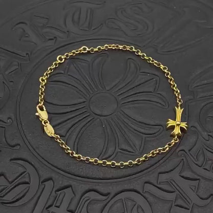 Chrome Design 22K Gold Cross Bracelet