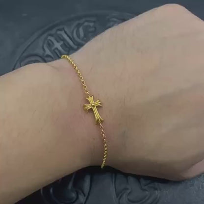 Chrome Design 22K Gold Cross Bracelet