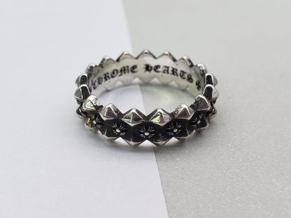 Chrome Jewelry Rings, Studded Cross Flower Ring