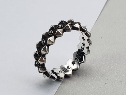 Chrome Jewelry Rings, Studded Cross Flower Ring