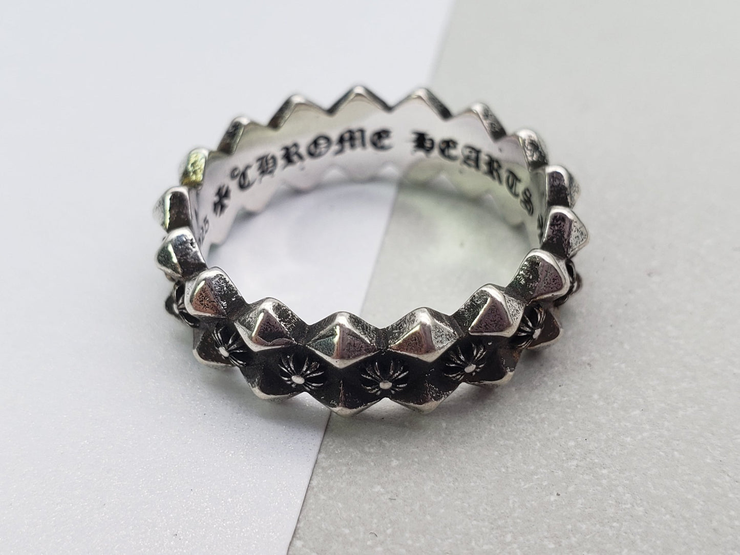 Chrome Jewelry Rings, Studded Cross Flower Ring