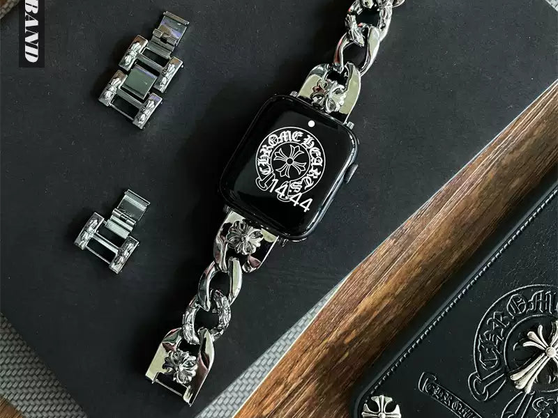 Chrome Vintage Embossed Metal Bracelet for Apple Watch